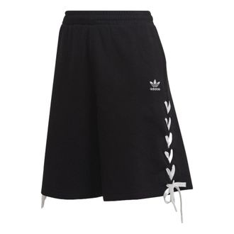 adidas (WMNS) adidas Trefoil Side Striped Elastic Waist Loose Shorts Asia Sizing Black White HS2602