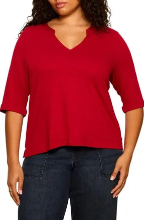 Sanctuary Dolce Notch Neck Top in Red Berry at Nordstrom, Size 3X