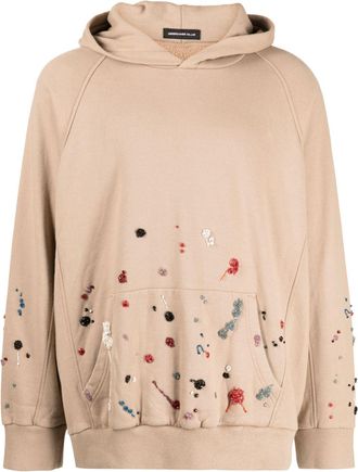 Undercover bead-embellished cotton hoodie - men - Cotton - 3 - Neutrals