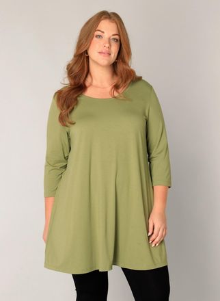 Base Level Curvy Tunikashirt BASE LEVEL CURVY Aria, Damen, Gr. 58/60, gr&uuml;n, Single Jersey, Obermaterial: 94% Viskose, 6% Elasthan, unifarben, figurumspielend ca. Mitte