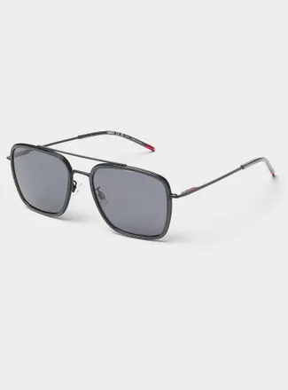 HUGO BOSS Black metallic aviator sunglasses