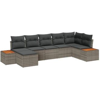 vidaXL Garden Sofa Set with Cushion 8 pcs Grey Poly Rattan vidaXL