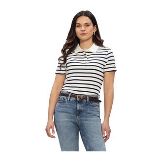 Tommy Hilfiger Dames Tops T-shirts Gold Button Slim - Dames - Tops - Veelkleurig - Maat: XL Linnen