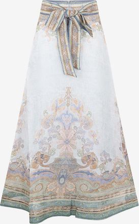Zimmermann Maxirock aus Leinen und Seide Eden Blue Paisley