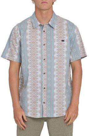 Billabong Sundays Short Sleeve Cotton Blend Button-Up Shirt in Blue Fog at Nordstrom, Size X-Large