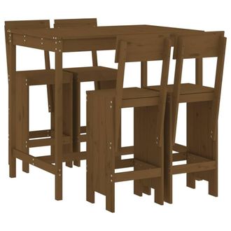 Berkfield Home 5 Piece Garden Bar Set Honey Brown Solid Wood Pine