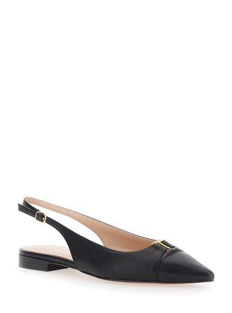 Twinset Pointed Leather Flat - Black