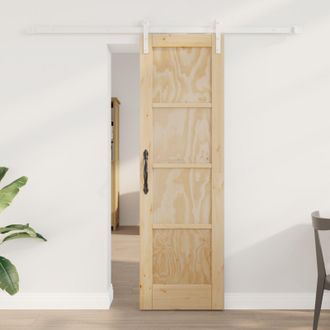 Berkfield Home Sliding Door with Hardware Set 61x198.5 cm Solid Wood Pine in Beige