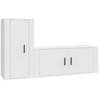 vidaXL Vidaxl - Set De Muebles De Tv 2 Piezas Madera Contrachapada Blanco