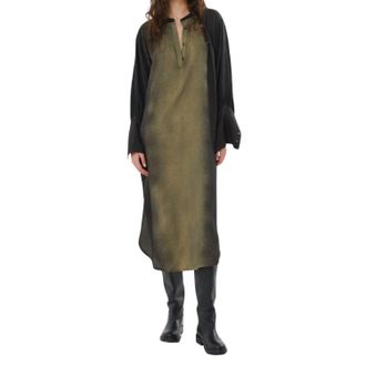Rabens Saloner Saloner Graffiti Shirt Dress In Amila Olive Char