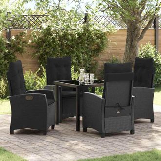 vidaXL Vidaxl - Conjunto De Comedor De Jard&iacute;n 5 Pcs Negro Rat&aacute;n Sint&eacute;tico
