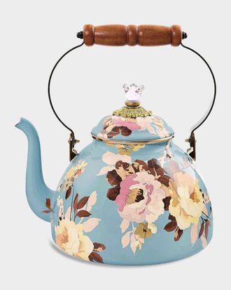 MacKenzie-Childs Wild Rose Slate Large Tea Kettle