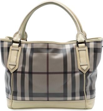 Burberry Tweedekans Geroosterd Ruit Gecoate Canvas Handtas