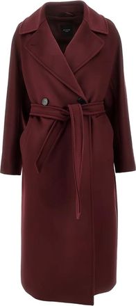 Max Mara Cappotto in lana vergie con cintura - Rosso