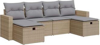 vidaXL Juego De Sof&aacute;s Jard&iacute;n Con Cojines 6 Pzas Rat&aacute;n Sint&eacute;tico Beige Vidaxl