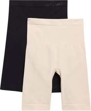 Lands End Contour Flex 2-Pack Mid Waist Flex Shaping Briefs in Pearl/Black at Nordstrom Rack, Size X-Large