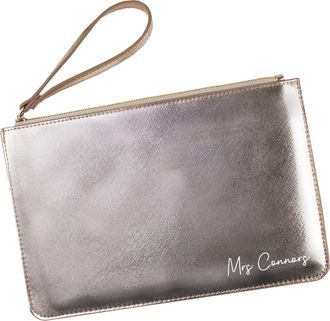 eBuy GB Personalised Mrs Clutch Bag for Bride to Be, New Married Name, Bridal Clutch Bag, Bride Handbag, Wedding Day Bag, Honeymoon, Hen Party Gift (Rose Gold