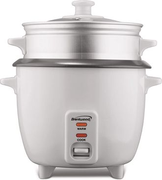 Brentwood 15 Cup Rice Cooker / Non-Stick with Steamer in White