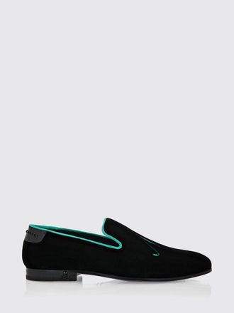 Philipp Plein Green Velvet Loafers with Slogan Embroidery