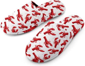 Generic Shrimp Print Mens Slippers Warm Non-Slip Houes Shose Spa Slipper for Home Bedroom