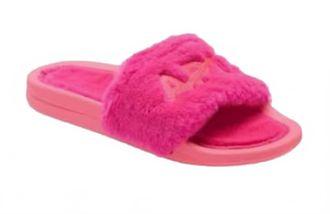 Athletic Propulsion Labs Womens Shearling Slide Sandal In Neon Pink