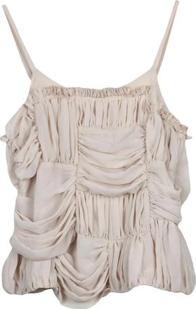 Comme Des Gar&ccedil;ons Beige Polyester Ruched Sleeveless Top