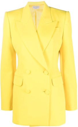 Alexander McQueen double-breasted wool blazer - women - Cupro/Wool - 40 - Yellow