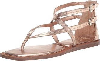 Vince Camuto Womens Vince Camuto Brenndie Sandals Gold Leather Square Toe Strappy HAWK493