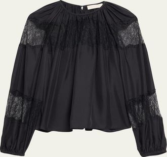 Ulla Johnson Bess Silk Long-Sleeve Blouse