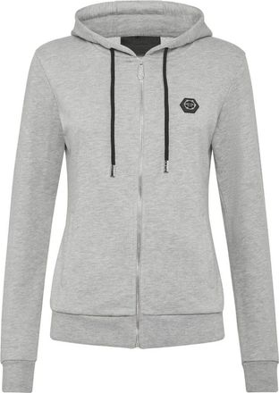 Philipp Plein Hoodies & sweatvesten, Dames, Grijs, M, Katoen, Hoodie Sweatjacket Full Zip