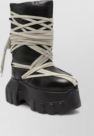 Rick Owens calf leather knee-high platform boots