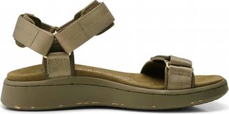 Woden Womens Line Sandal In Dark Olive