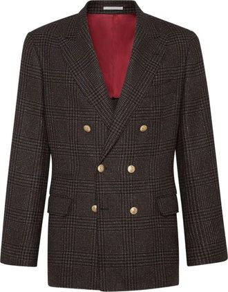 Brunello Cucinelli Giacca Decostruita In Principe Di Galles Con Bottoni In Metallo-Uomo