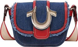 True Religion Asher Frayed Edge Mini Flap Crossbody Bag in Dark Denim at Nordstrom Rack