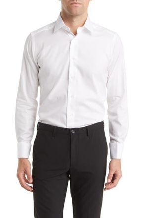 David Donahue Slim Fit Tuxedo Shirt in White at Nordstrom, Size 17.5 - 34