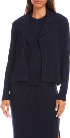 Karen Kane Notch Lapel Rib Jacket in Navy at Nordstrom, Size X-Small