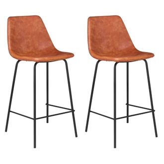 Happy Garden Happy Garden - Lote De 2 Taburetes De Bar Vintage Lucien Cognac Altura Del Asiento 65cm