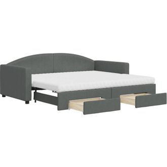vidaXL Vidaxl - Sof&aacute; Cama Nido Con Cajones Tela Gris Oscuro 90x190 Cm