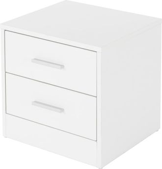 ML Design Mesilla de noche blanca, 38x37x34 cm, 2 cajones, aglomerado