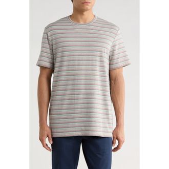 Marine Layer Signature Jacquard Stripe T-Shirt in Pink/Aqua Multi at Nordstrom, Size Xx-Large