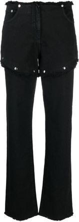 Alyx Snap Off frayed straight-leg jeans - women - Elastane/Cotton/Cotton - 28 - Black