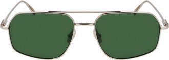 Ferragamo Prisma 58mm Navigator Sunglasses in Light Gold/Green at Nordstrom
