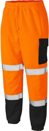 Generic New HI VIZ VIS Jogging Bottoms Work WEAR Safety Trousers Two Tone Highway Builder Safety Fleece Joggers Sweat Pants S-5XL [Orange - Joggers, XL]