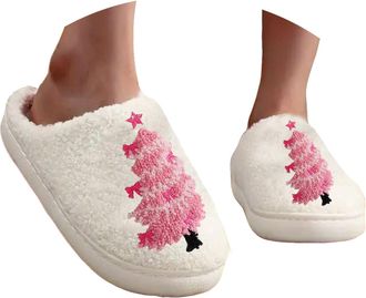 Generic Christmas Slippers for Women Men 2025 Plush Memory Foam Fluffy House Slippers Winter Warm Soft Slip On Cozy Shoes Cute Indoor Outdoor Bedroom Non-Slip