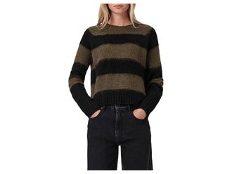 AllSaints Lou Jumper Womens Clothing Black/Green : SM, Wool/Polyamide