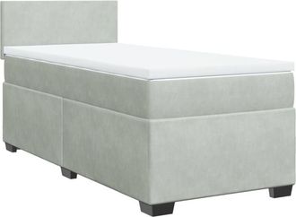 vidaXL Box Spring Bed with Mattress Light Grey 100x200 cm Velvet Vidaxl