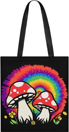 Generic Tie Dye Mushroom Tote Bag for Women Men Shoulder Bags Purses Pouch Handbags