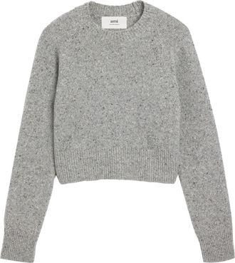 Ami logo-embroidered crew-neck jumper - men - Virgin Wool/Polyamide - L - Grey