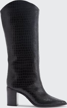 Schutz Analeah Snake-Print Leather Tall Boots