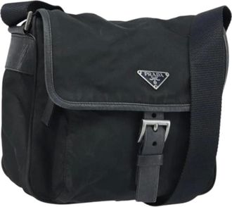 Prada Pre-owned Cross Body Bags, female, Black, Size: ONE SIZE Pre-owned Vintage Nylon Shoulder Bag